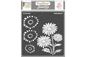 CrafTreat Layered Flower Stencils for Painting on Wood, Canvas, Paper, Fabric, Floor, Wall and Tile - 2 Step Daisy - 6x6 Inches - Reusable DIY Art and Craft Daisy Stencils for Painting Flowers