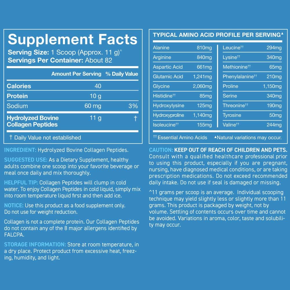 Collagen Peptides Powder 'XL' Jar 32oz | Non-GMO Verified, Certified Paleo Friendly & Gluten Free - Unflavored: Health & Personal Care