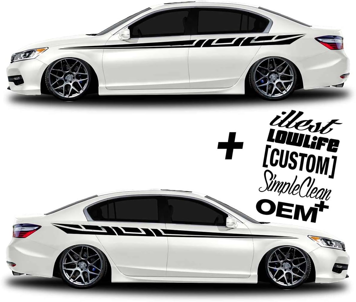 SG Motiv Vinyl Body Side Graphics Racing Flag car Truck Sticker Decal Universal 226 + Decals Illest, Lowlife, Custom, Simple Clean, OEM + (Black)