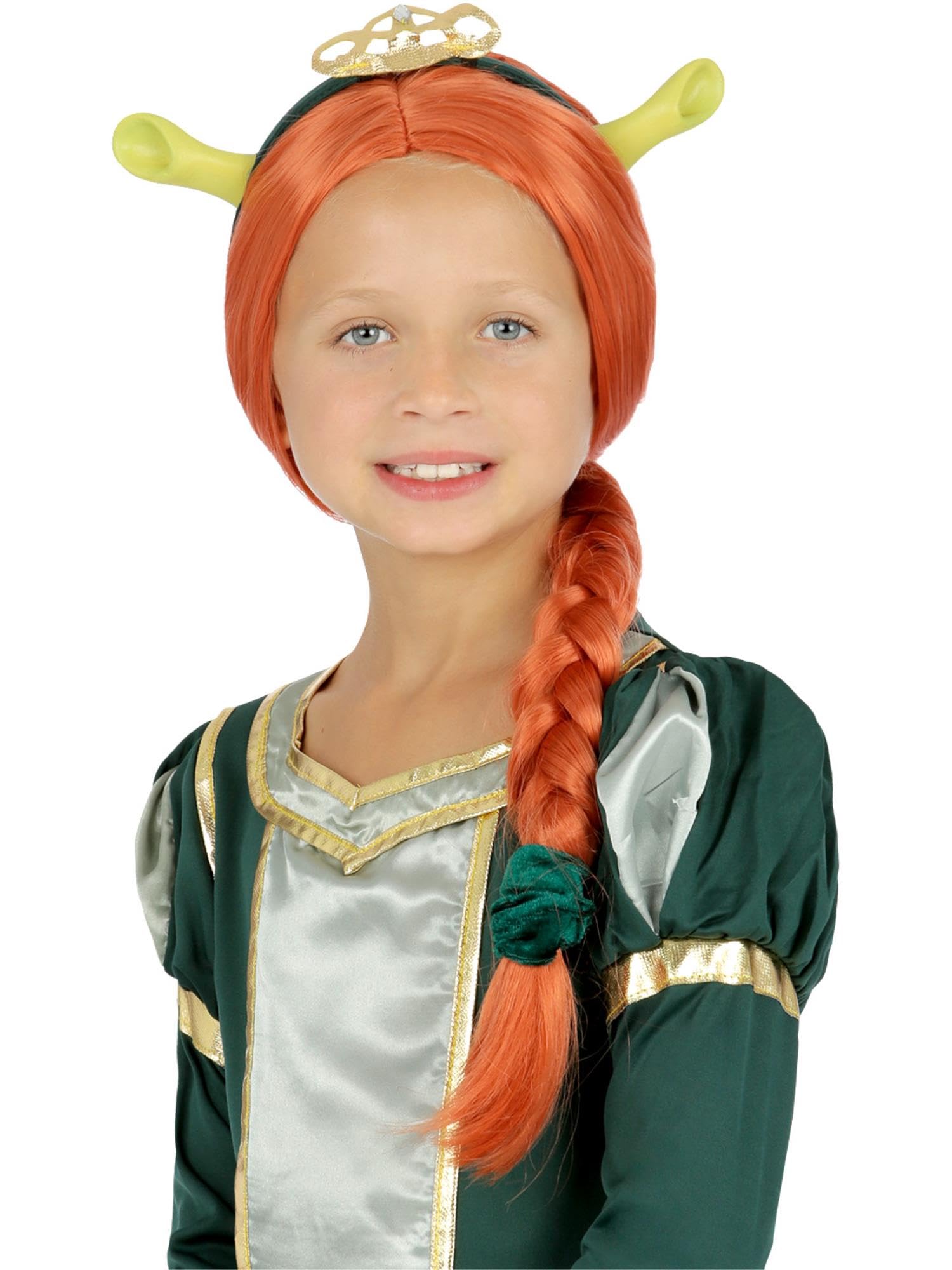 Smiffys Shrek Princess Fiona Wig for Children, Plaited Wig, Official Shrek License Wig with Pre-Plaited Mesh Cap for Snug Fit, Ideal Halloween Costume or Group Costume,