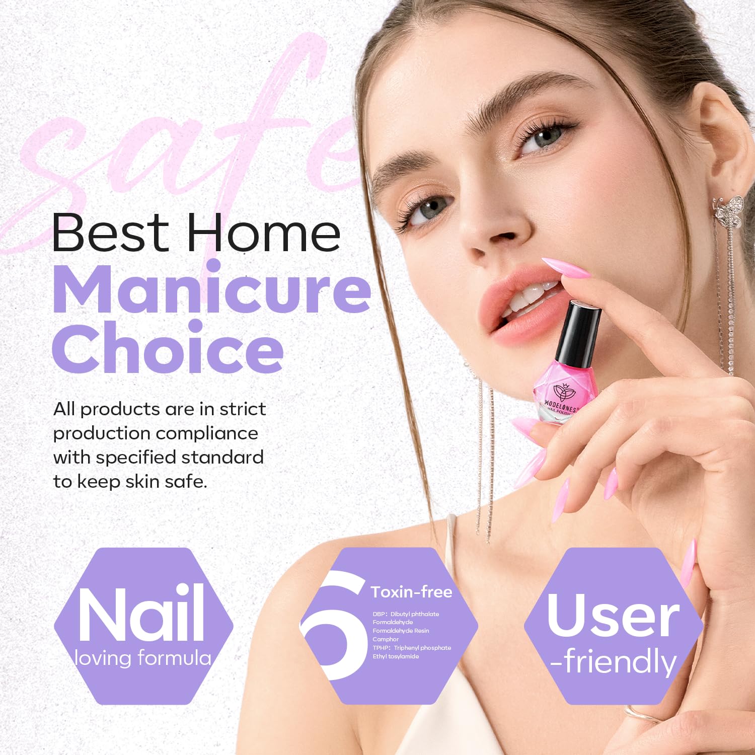 modelones Nail Polish Set, 6 Colors Spring Pearl Shimmer Pink Purple White Nail Polish Aurora Iridescent Green Quick Dry Mini Nail Polish Set 2025 Gift for Women Salon DIY Manicure Kit - Image 8