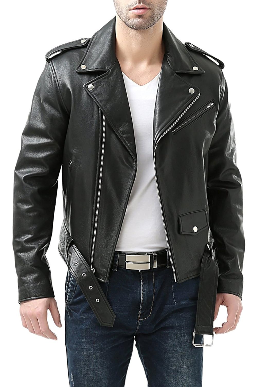 Buy FoxPro Pure Genuine Leather Jacket for Men's CowBoy Style Original