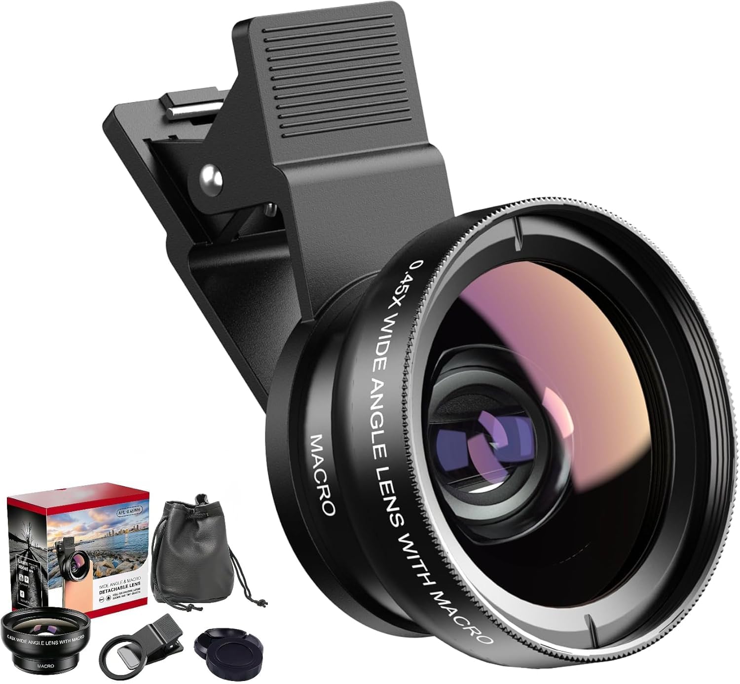 APEXEL 120 Degree Wide angle Lens,4K HD Lens with CPL Filter Lens for iPhone 8/7/6/6s Plus,Samsung Galaxy S8/S8 Plus,S7/S7 Edge Huawei and most Andriod Smartphone (No Dark Circle) - Black