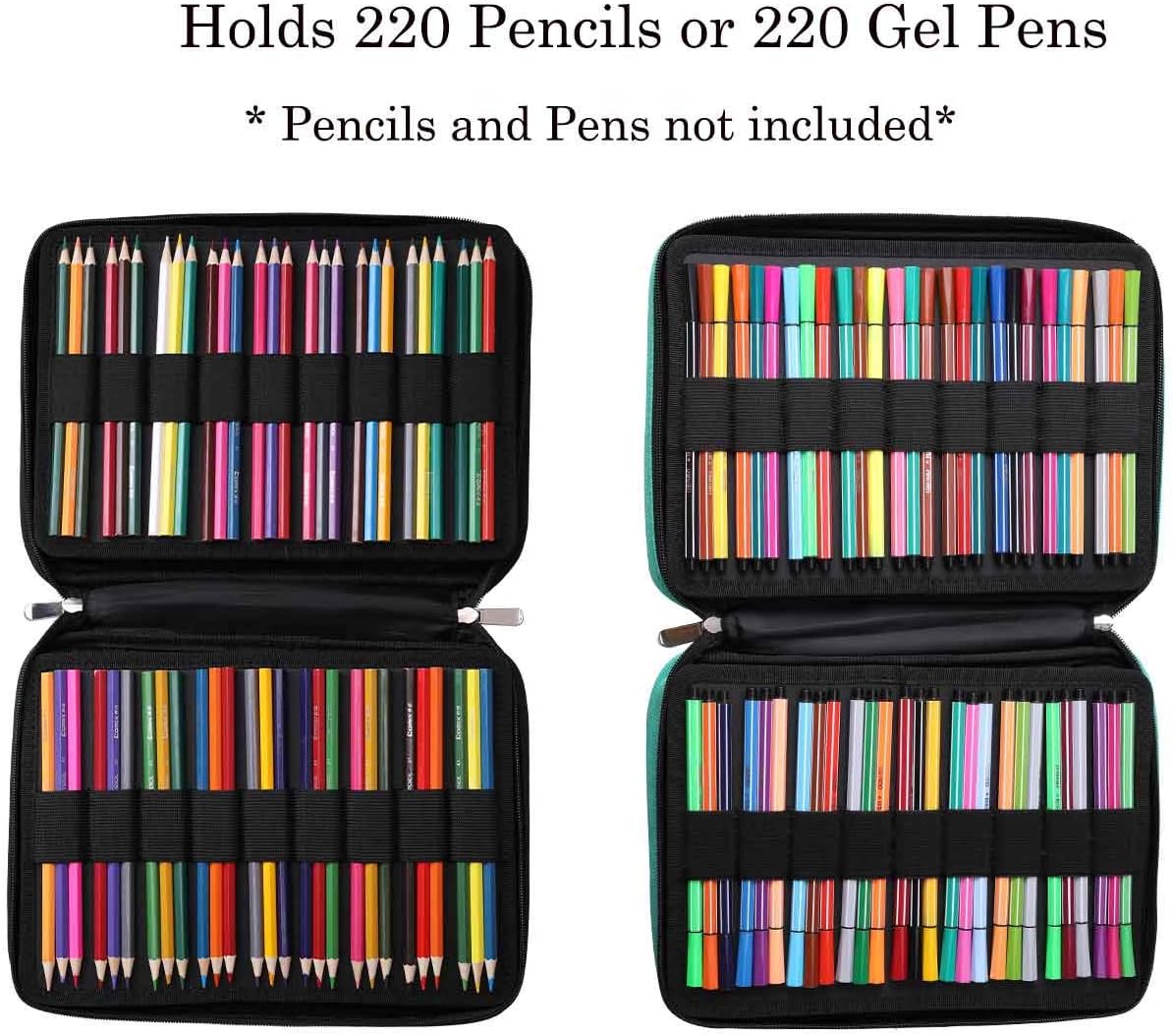 JAKAGO Drawing Pencil Case,Large Capacity Pencil Cases Hold 220 Colored Pencils,Portable Painting Waterproof Storage Stationery Bag,Great Gift for Student Artist (Cactus) - Image 5