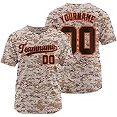 Camo Baseball Jersey Men Women Youth, Sports Uniform Personalized Baseball Shirt, Stitched Printed Name Number Logo