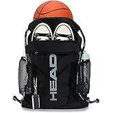 HEAD Waterproof Gym Sackpack for Sport with 2 Zipper Pockets, Large Drawstring Backpacks for Men with Side Pockets for Water Bottle
