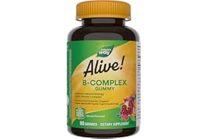 Nature's Way Alive! Vitamin B Complex Gummies, Cellular Energy Support*, 8 B-Vitamins, Vegetarian, Mango Flavored, 60 Count (Packaging May Vary)