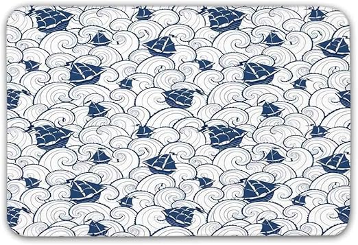 Kinhevao Nautical Decor Rutschfester Gummi-Eingangsteppich, Schiff auf