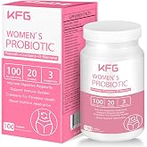 KFG Women's Probiotic, 100 Billion CFUs, 20 Strains, with Organic Prebiotics+Cranberry &amp; D-Mannose, for Boost Immune, Digestive, Gut Health, Gluten Dairy &amp; Soy Free, 100 Tablets.