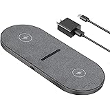 Dual 20W Wireless Charging Pad, 2 in 1 Fast Wireless Charge Mat with Adapter Compatible with iPhone 15 14 13 12 11 Pro max XS