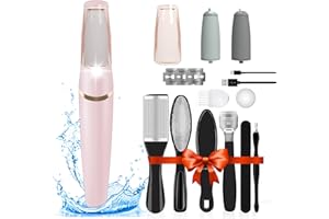 DONGXW Electric Callus Remover for Feet, 15 in 1 Rechargeable Foot File Pedicure Tools, Portable Foot Callus Remover Water-Resistant Professional Foot Scrubber for Dead Skin Women Men Travel(Pink)