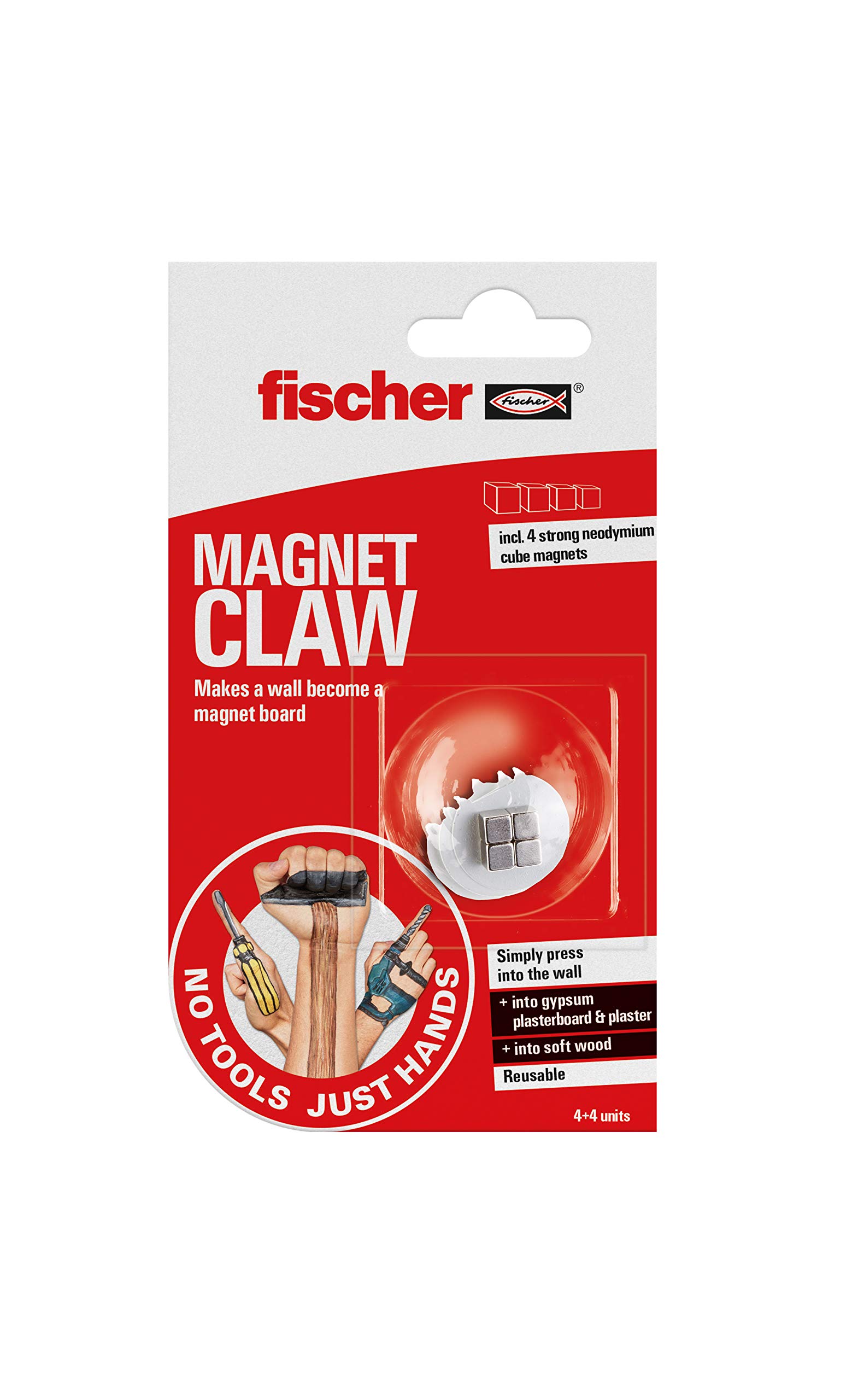 fischer No Tools Just Hands - Magnet Claw - 4Pcs, 551927