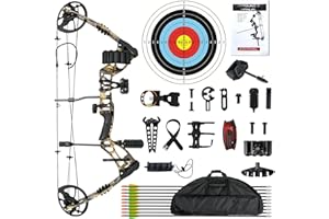 WUXLISTY Compound Bow and Arrow for Adult and Beginner, Hunting Bow Archery Set, Right Hand, 30-70 Lbs Draw Weight, 23.5”-31” Draw Length, 5 Pins Bow Sight with Accessories