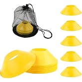 25pcs Soccer Cones for Sports Training, Mini Football Cones with Mesh Bag, Flexible Agility Practice Cones Drills Training Plastic Cones for Basketball Running Sports Games Kids Skating(Yellow)