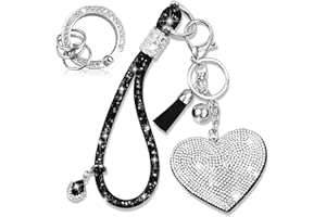 YIFLIN Crystal Keychain Set, Rhinestone Heart-shaped Key chain with Tassel, Bling Car keychain for Women,Keychain
