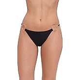 Steve Madden Womens Strap Side Bikini Bottom with Gold Double Ring