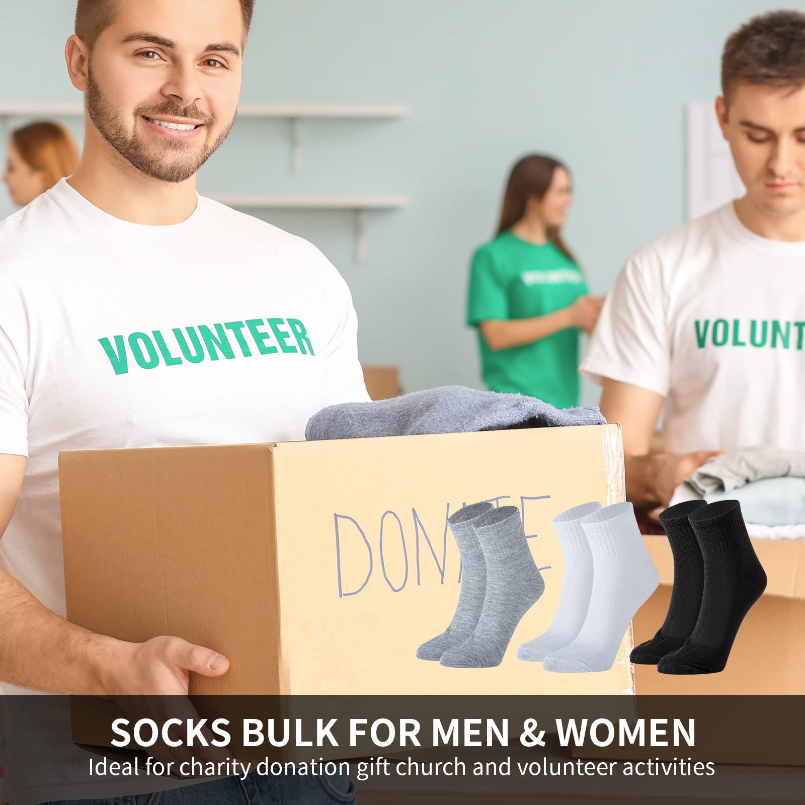 Sophproton 120 Pairs Men's Quarter Ankle Moisture Socks - Athletic, Casual Sports Socks - Bulk Pack for Men, Women & Homeless