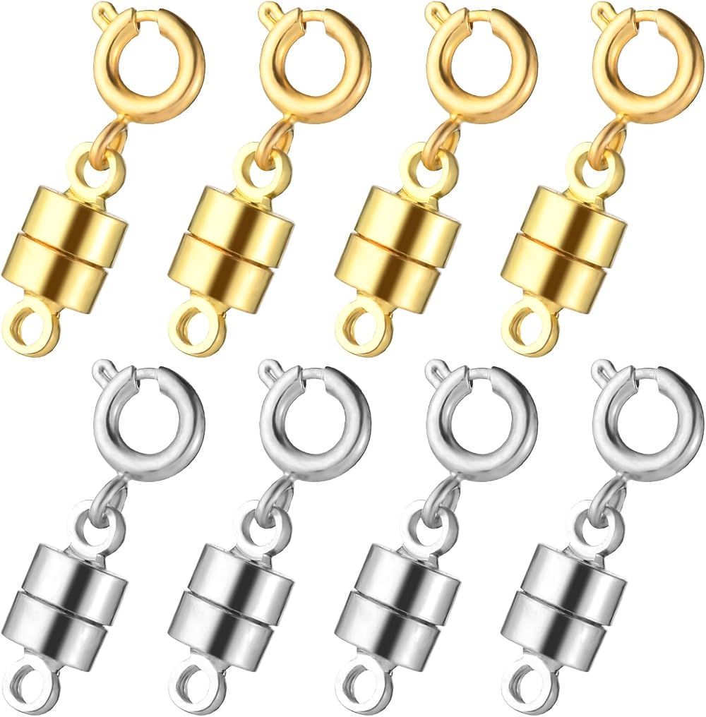 Mabor 8Pcs Magnetic Necklace Clasps Fasteners Jewelry Connectors Gold/Silver