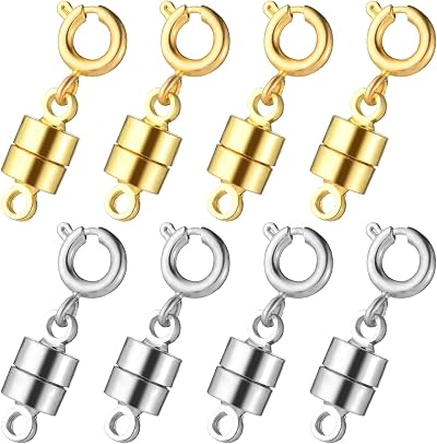 Mabor 8Pcs Magnetic Necklace Clasps Fasteners Jewelry Connectors Gold/Silver