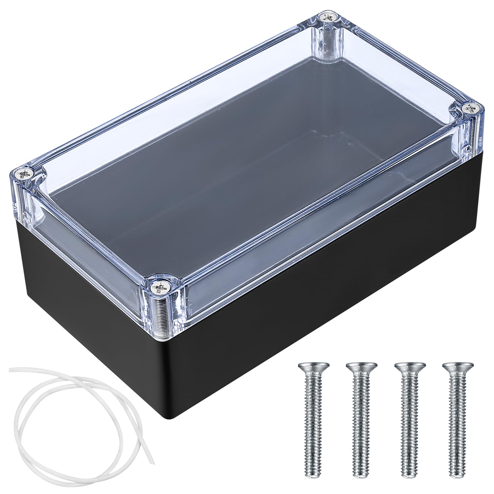 Electronic Connection Box, Waterproof IP65 Junction Box, Surface-Mounted Distribution Box, Mounting Case, Electronic Project Enclosure, Plastic Housing (Clear cover without ears black, 158x90x60mm)