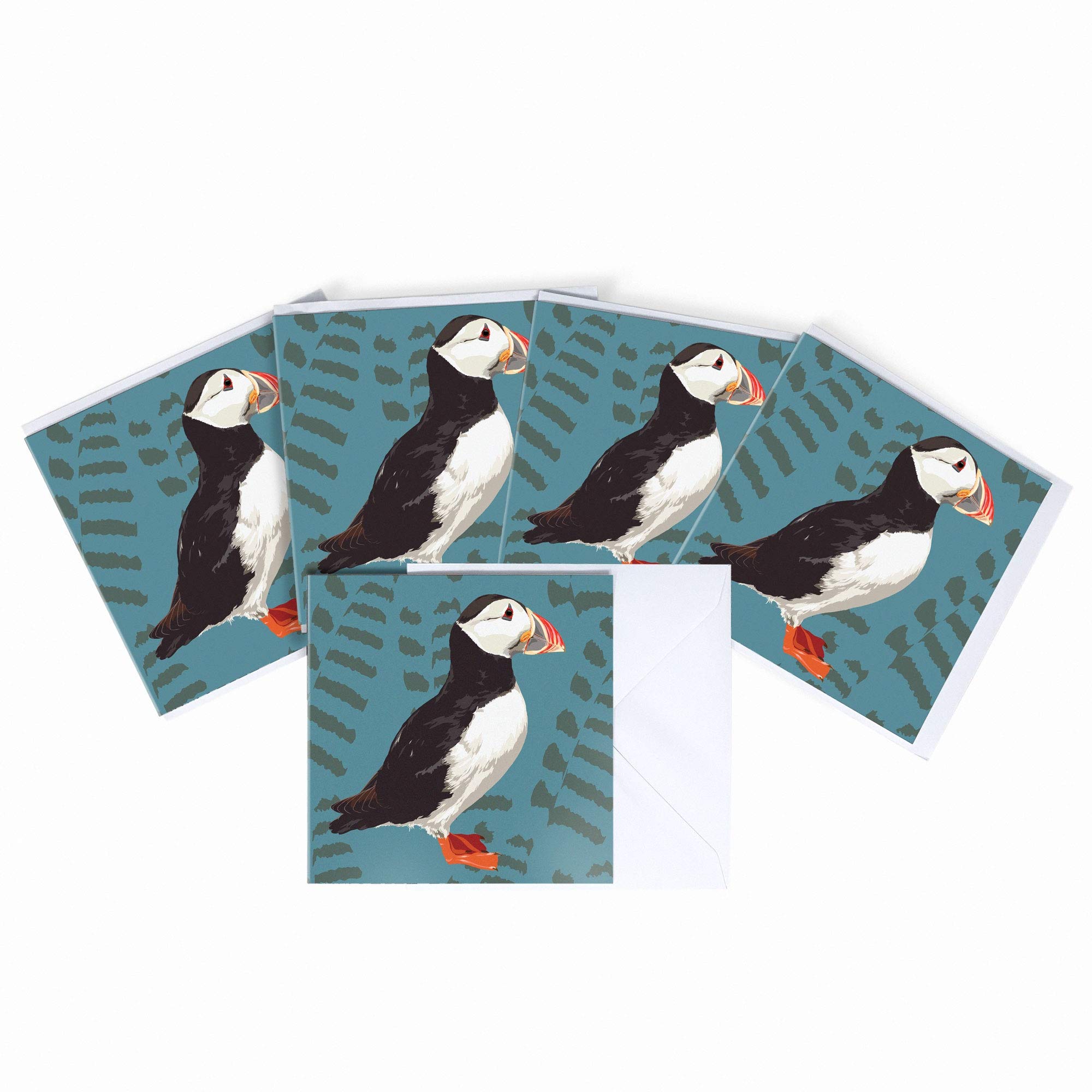Puffin Blank Greeting Card by Leslie Gerry - Pack of 5 Multipack
