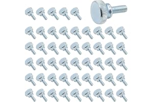 ASAMUYU 50 Pieces Flat Knurled Head Fully Threaded Thumb Screws Bolts Fastener, Thumbscrew Threaded Knurled Grip Knobs Thumb Screw (M4x10)