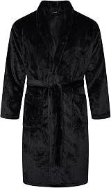 Adore Home Men's Soft Flannel Fleece Bathrobe Shawl Black S-M view 1