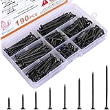 190PCS Premium Drywall Screws, Quality Black Steel #7 Sharp Point Self Tapping Screws with Phillips Drive, 8 Different Sizes 