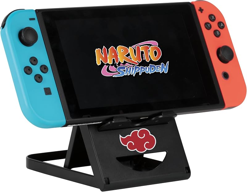 Naruto Shippuden Soporte para Nintendo Switch, Switch 2, Smartphones y tabletas - Posición Ajustable - Diseño Akatsuki - Negro y Rojo
