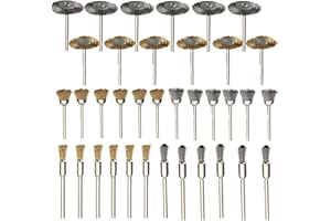Rocaris 36Pcs Brass Steel Wire Brush Polishing Wheels Full kit for Rotary Tools