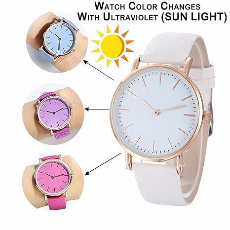 Luxurit Classy Analogue Color Changing Watch for Girls & Women-Premium Quality (White to Purple)