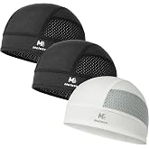 MELASA 3Pcs Breathable Mesh Skull Cap for Men Cooling Hard Hat Liner | Lightweight , Sweat-Wicking, Stay in Place Under Helmet, Quick-Dry, Ideal for Cycling, Outdoor Work and Motorcycling