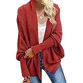 Imily Bela Women's Kimono Batwing Cable Knitted Slouchy Oversized Wrap Cardigan Sweater