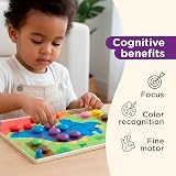 Nene Toys Wooden Color Matching Button Board 48 Buttons 8 Colors Montessori view 5