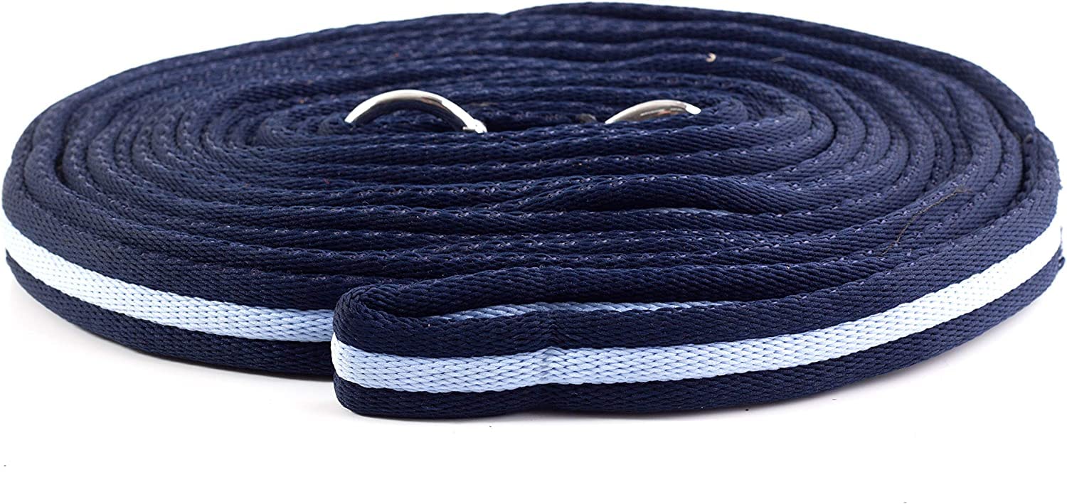 New Soft Cushion Horse Lunge Line Large Dog Training Lead 8 meter NAVY/GREY