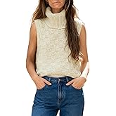 Huaqiao Womens Turtleneck Sweater Vest Sleeveless Pullover Knit Tank Tops Loose Solid Color Knitwear