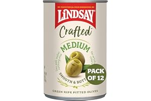 Lindsay Crafted Medium Green Ripe Pitted Olives, 6 Oz (Pack of 12), Keto Friendly, Healthy Snack, Perfect for Salads, Pastas, Charcuterie Boards