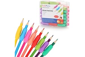 Larspotta Ergonomic Pencil Grips 40 Pcs with 8 Colors, Silicone Pencil Holders for Kids Handwriting, Toddler Gel Pencil Cushi