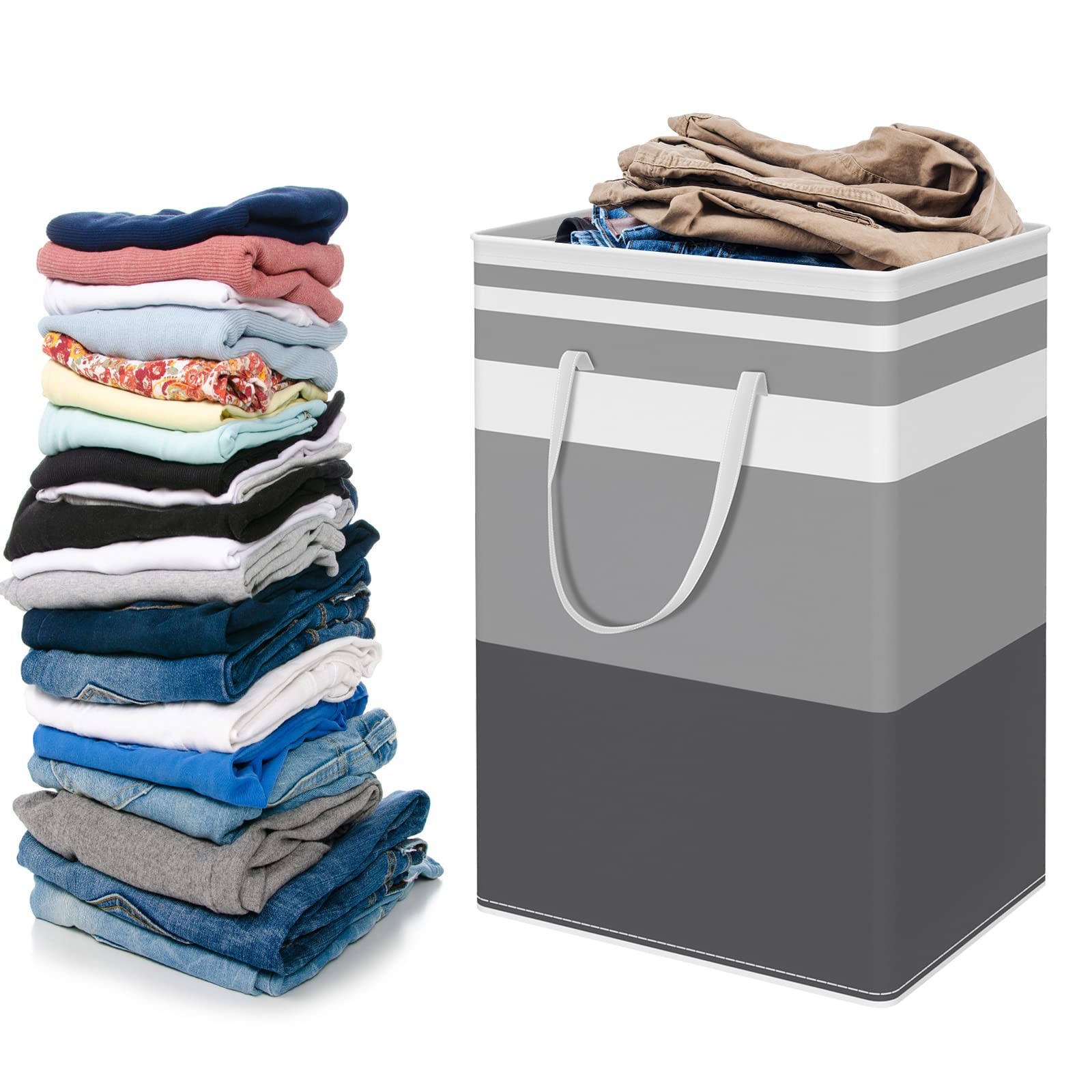 Laundry Basket with Handle,75L Laundry Hamper Freestanding Laundry Washing Bin Lightweight Laundry Basket Hamper Multifunctional Clothes Storage Hamper for Laundry Bathroom Bedroom