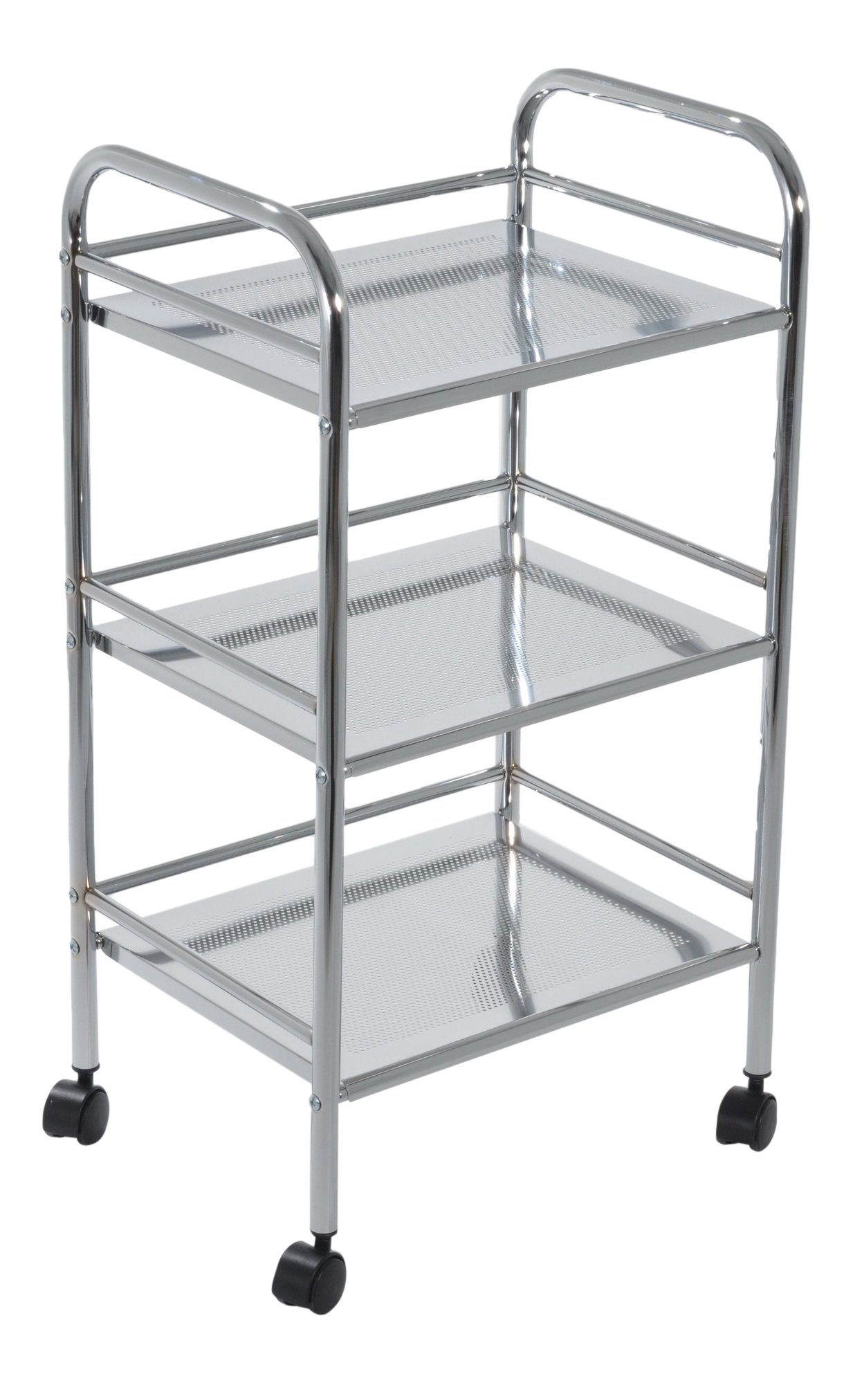 Aspect BR013 BATHROOM/KITCHEN STORAGE-LUCY 3 TIER SHELF TROLLEY-CHROME FINISH, Metal, 40x32x74cm