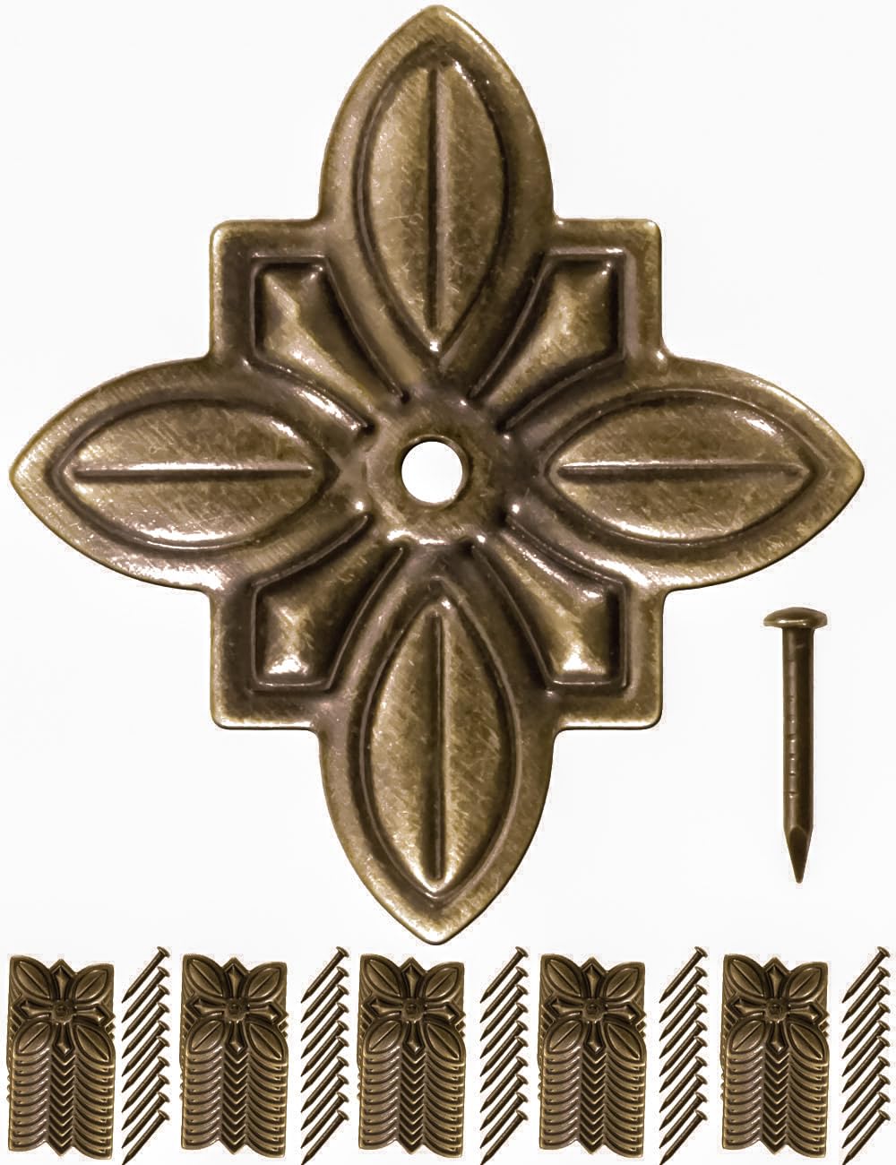 FUXXER® 50 x Antique Decorative Nails Decorative Head Nails Vintage Brass 30 x 27 mm Bronze