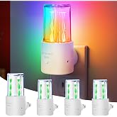 Night Lights Plug Into Wall,RGB Color Changing Night Light for Kids,4 Pack | Crystal Acrylic Twisted Stick Night Lights, 7-Color LED Nightlight, Dusk to Dawn Sensor,90&deg; Rotating Plug,Kids Party D&eacute;cor