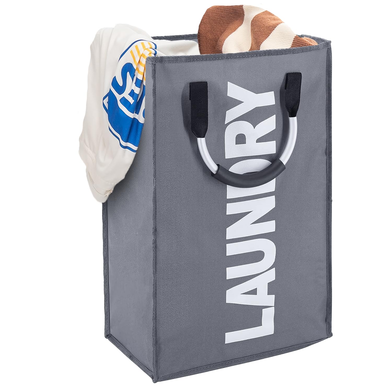 FB FunkyBuys 42L Foldable Laundry Basket, Large Laundry Bag with Carry Handles, Durable Washing Baskets for Laundry, Labelled Laundry Bin for Clothes, Wash Baskets for laundry Room and Bedroom