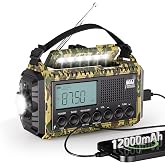 Emergency Radio 12000, Auto Digital Weather Radio Portable AM FM SW NOAA, Battery Operated Rechargeable Solar Hand Crank Radi