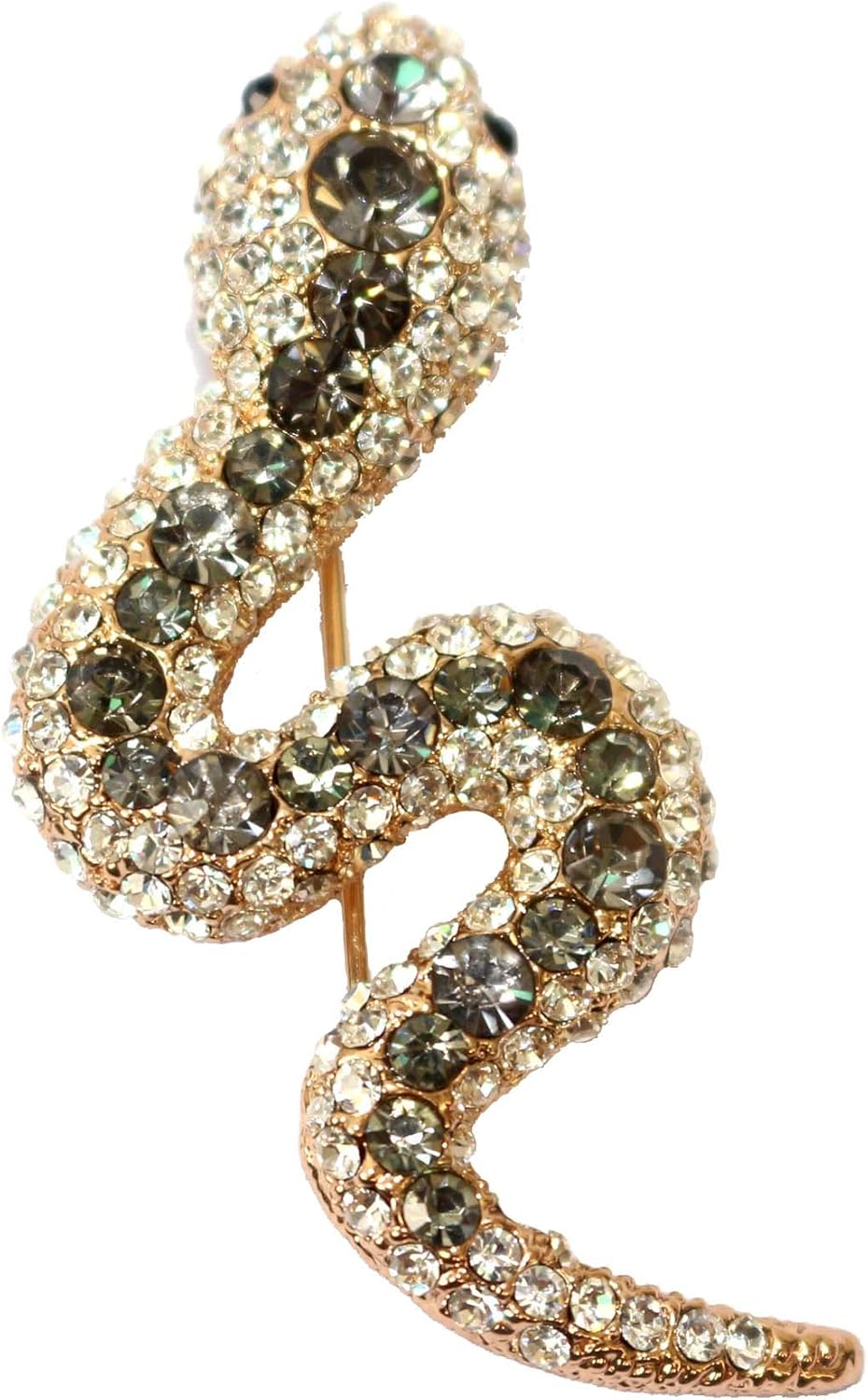 Navachi 18k Gold Plated Gray Crystal Snake Az7001b Brooch Pins, Grey