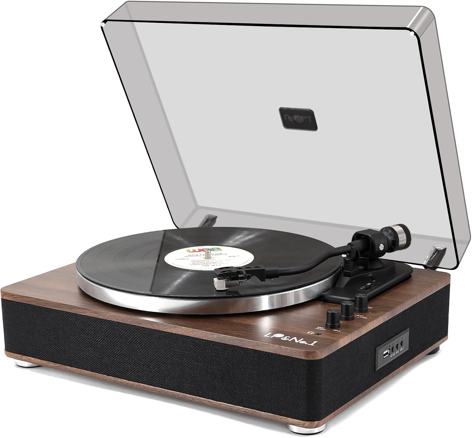 LP&No.1 High Fidelity All-in-One Record Player with Stereo Speakers, Turntables for Vinyl Records with USB Recording & Playback, Bluetooth Input and Output,Pitch Control, Auto Off