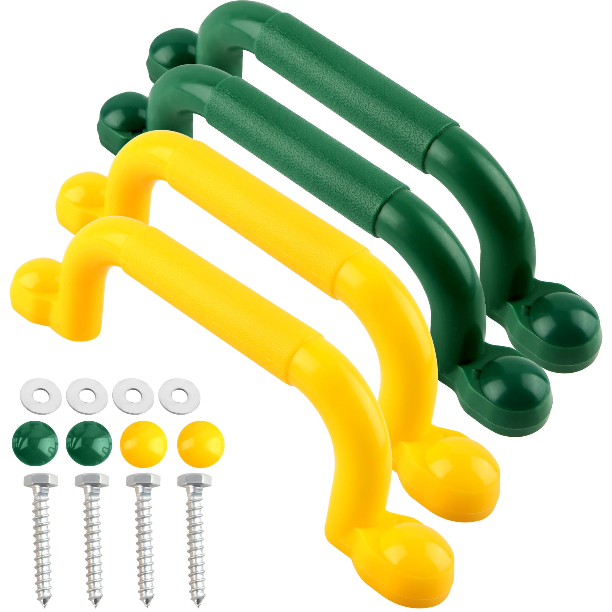 4 Pack Child Playground Safety Handles Plastic Swingset Handle Grab Handles Swing Set Accessories for Kids Treehouse Playset Climbing Frame (Color Set 1)