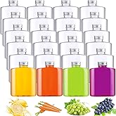 Thenshop 24 Pack Plastic Bottles with Caps, Clear Juice Bottles Flat Water Bottle Plastic Flask Bottle Reusable Mini Beverage Container for Drinks, Milk, Tea, Alcohol, Liquor (10 oz)
