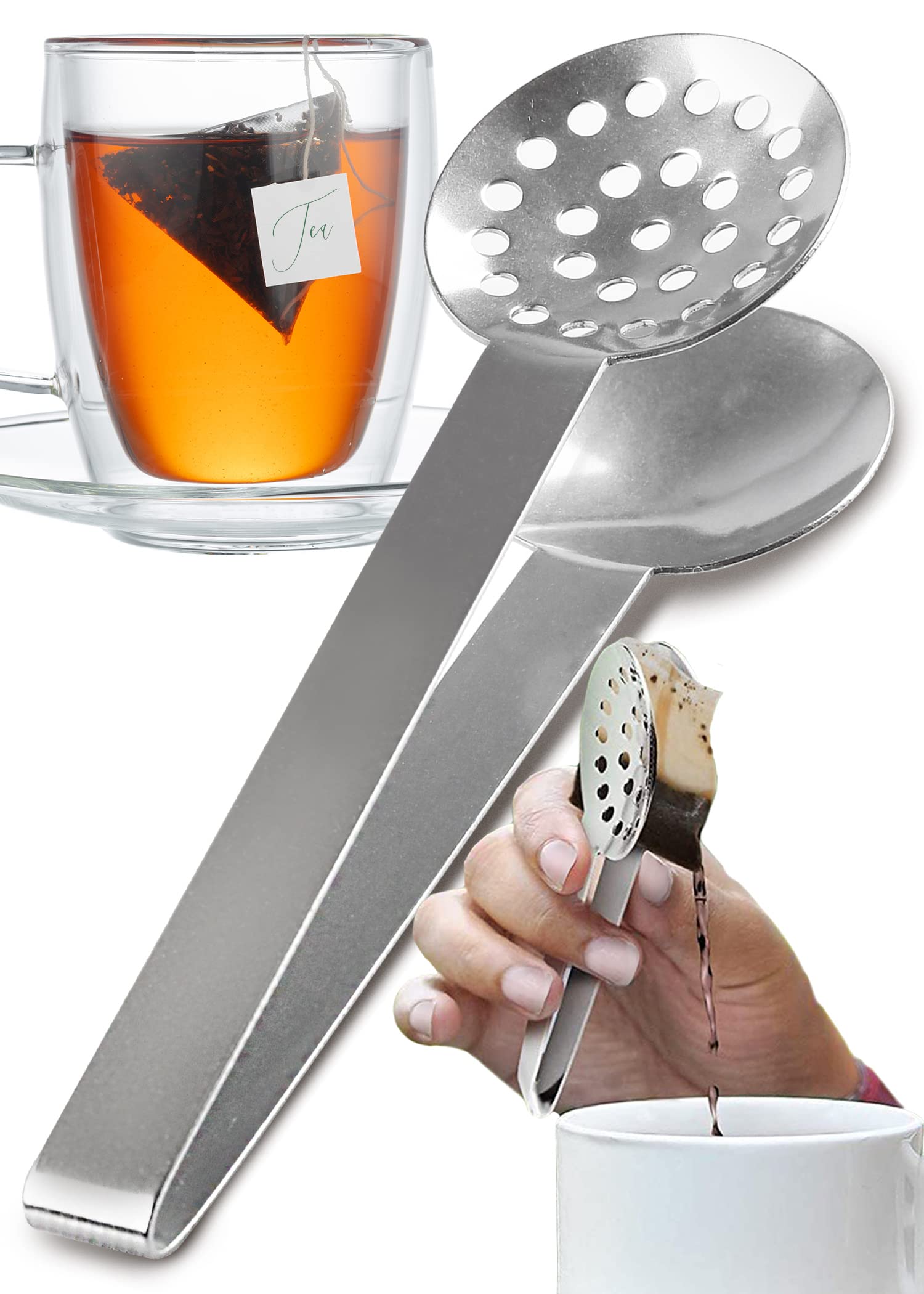 Tea Bag Squeezer 1 Pack Stainless Steel – Tea Tongs & Press Tool for Mugs – No Drips No Mess – Essential Tea Accessory Gift for Tea Lovers