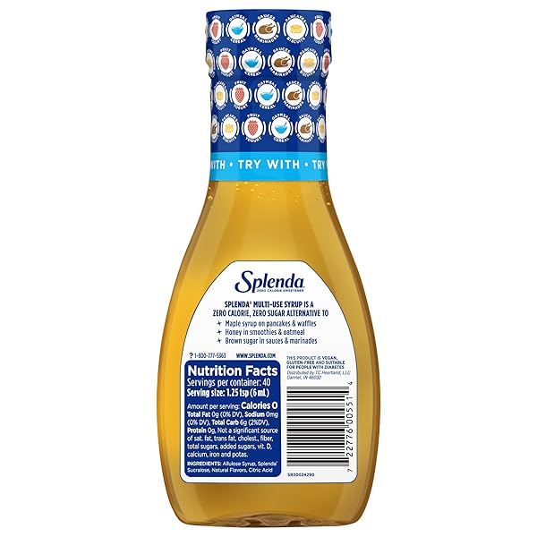 SPLENDA MULTI-USE ALLULOSE SYRUP, ZERO CALORIE, SUGAR FREE SUBSTITUTE FOR MAPLE SYRUP, HONEY, AGAVE AND BROWN SUGAR, 8OZ BOTTLE